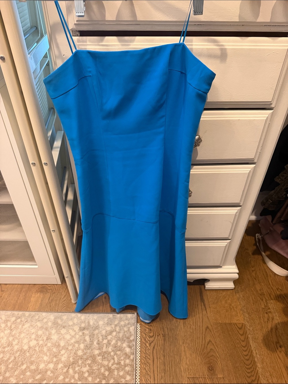 Amanda Uprichard Bright Blue Strapless Midi Dress